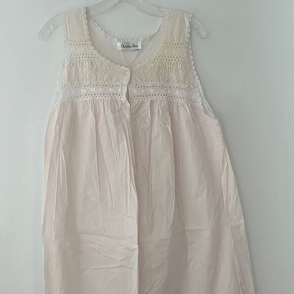 Vintage Christian Dior Pink Lace EyeletCotton Gown Nightgown MINT Condition